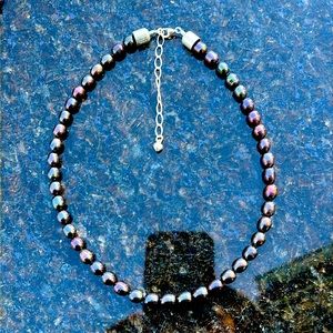 Desert Rose trading rainbow hematite and 925 Sterling silver beaded necklace